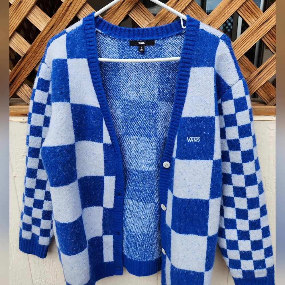 Vans Blue and White Checkered Cardigan